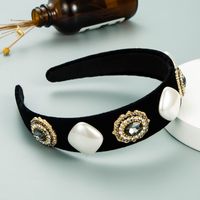 Baroque Wide-brim Imitation Pearl Dimond Headband main image 5