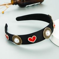 Fashion Imitation Pearl Rhinestone Heart Hairband main image 4