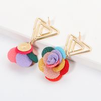 Korean Triangle Flower Earrings Wholesale main image 6