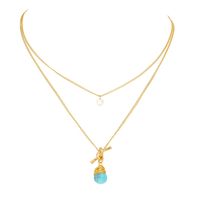 Simple Turquoise Water Drop Multi-layer Necklace sku image 1