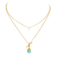 Collier Multicouche Simple Goutte D&#39;eau Turquoise sku image 1