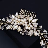 Bridal Jewelry New Flowers Handmade Pearl Insert Comb main image 4