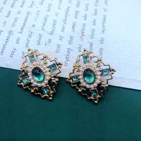 Fashion Heart-shape Pearl Emerald Earrings Wholesale main image 5