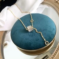 Fashion Opal Letter Pendant Titanium Steel Necklace main image 2
