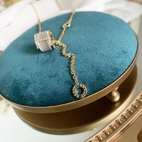 Fashion Opal Letter Pendant Titanium Steel Necklace main image 3