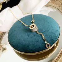 Fashion Opal Letter Pendant Titanium Steel Necklace main image 4