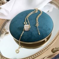 Fashion Opal Letter Pendant Titanium Steel Necklace main image 5