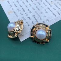 Fashion Heart-shape Pearl Emerald Earrings Wholesale sku image 6