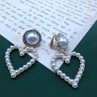 Fashion Heart-shape Pearl Emerald Earrings Wholesale sku image 8