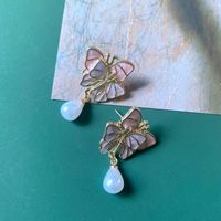 Fashion Colorful Enamel Flower Butterfly Earrings sku image 3