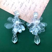 Fashion Resin Flower Drip Glaze Transparent Long Earrings Necklace Set sku image 5