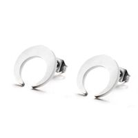 Simple Half-moon Stainless Steel Earrings sku image 1