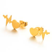 Simple Heart-shape Electrocardiogram Alloy Earrings Wholesale sku image 2