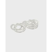 Korean S925 Sterling Silver Simple Three Layer Ear Clip main image 1