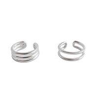 Korean S925 Sterling Silver Simple Three Layer Ear Clip main image 6