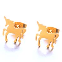 Simple Style Unicorn Alloy No Inlaid Earrings Ear Studs main image 6
