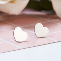 Simple Heart-shaped Stainless Steel Earrings Wholesale main image 5