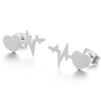 Simple Heart-shape Electrocardiogram Alloy Earrings Wholesale main image 5