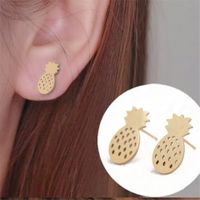 Simple Fruit Pineapple Stainless Steel Earrings Wholesale main image 4