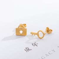 Simple Lock Key Asymmetrical Alloy Earrings main image 3