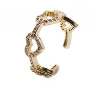 Fashion Copper Micro-inlaid Heart Zircon Ring main image 1