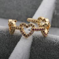 Fashion Copper Micro-inlaid Heart Zircon Ring main image 3