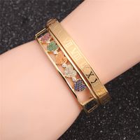 Fashion Copper Inlaid Zircon Roman Alphabet Bracelet Set main image 2