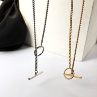 Korean Round Ring One Word Buckle Pendant Necklace main image 1