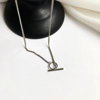 Korean Round Ring One Word Buckle Pendant Necklace main image 3
