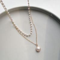 Simple Double-layer Metal Pearl Necklace main image 5