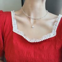 Simple Double-layer Metal Pearl Necklace main image 4