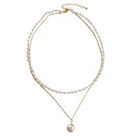 Simple Double-layer Metal Pearl Necklace main image 3
