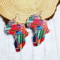 Fashion Engraving Printing Painted Wooden Earrings main image 4