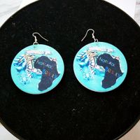 Fashion Printing Round Wooden Earrings Wholesale main image 1