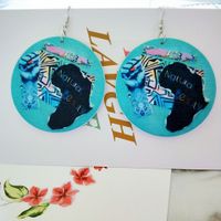 Fashion Printing Round Wooden Earrings Wholesale main image 3