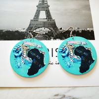 Fashion Printing Round Wooden Earrings Wholesale main image 4