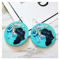 Fashion Printing Round Wooden Earrings Wholesale main image 6