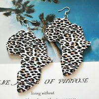 Retro Leopard Printing Wooden Geometric Earrings main image 3
