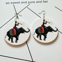 Wholesale Ethnic Printing Wooden Round Earrings main image 3