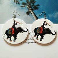 Wholesale Ethnic Printing Wooden Round Earrings main image 5