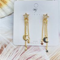 Korean Full Diamond Star Long Tassel Earrings main image 1