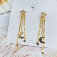 Korean Full Diamond Star Long Tassel Earrings main image 3