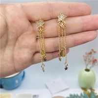 Korean Full Diamond Star Long Tassel Earrings main image 4