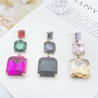 Fashion Color Diamond Multi-layer Alloy Square Earrings main image 1