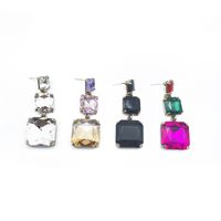 Fashion Color Diamond Multi-layer Alloy Square Earrings main image 6