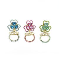 Fashion Shamrock Full Diamond Earrings Wholesale main image 6