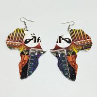 Ethnic Double-sided Printing Wooden Earrings sku image 5
