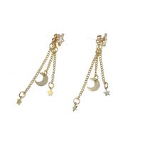 Korean Full Diamond Star Long Tassel Earrings sku image 1