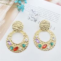 Boucles D&#39;oreilles En Strass En Alliage Géométrique En Forme De Coeur À La Mode sku image 1