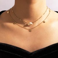 Fashion Shell Pendant Disc Tassel Necklace main image 2